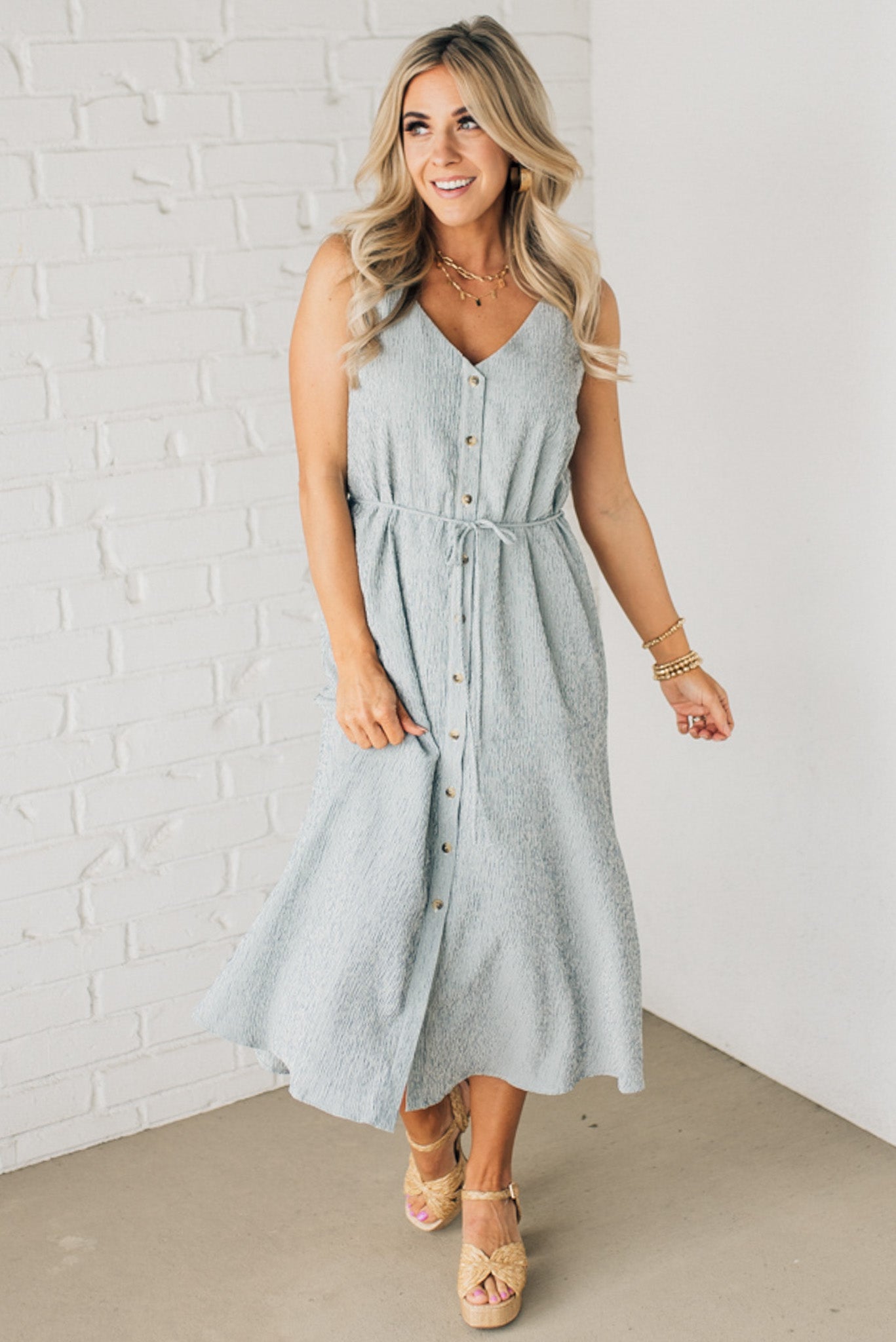 Eastside Buttoned Midi Dress