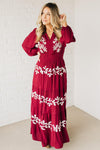 Embroidered Tiered Maxi Dress