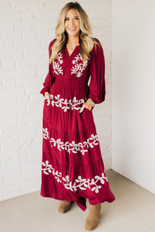  Embroidered Tiered Maxi Dress