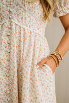 Floral dress with a neutral background