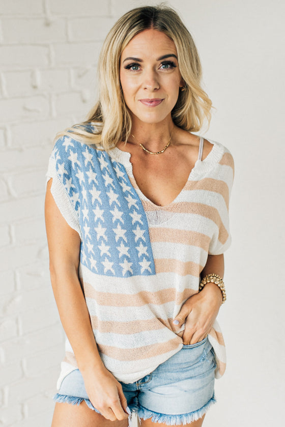 Flag Sweater Top