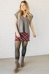 Frayed Hem Plaid Mini Skirt