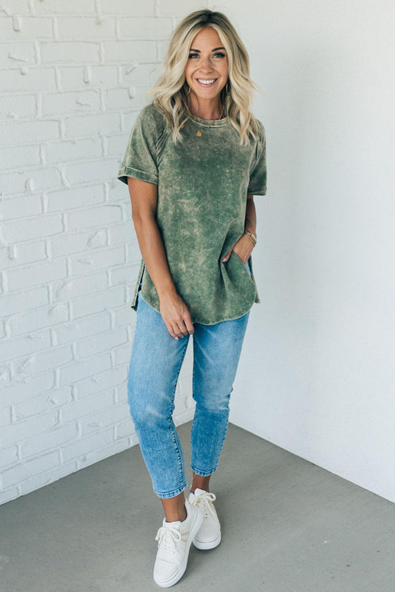 French Terry Acid Wash Top