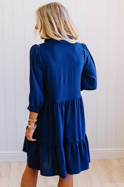 Frilled Split Neck Tiered Dress – RubyClaire Boutique