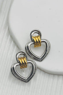  LUXE Mixed Metal Heart Hoops