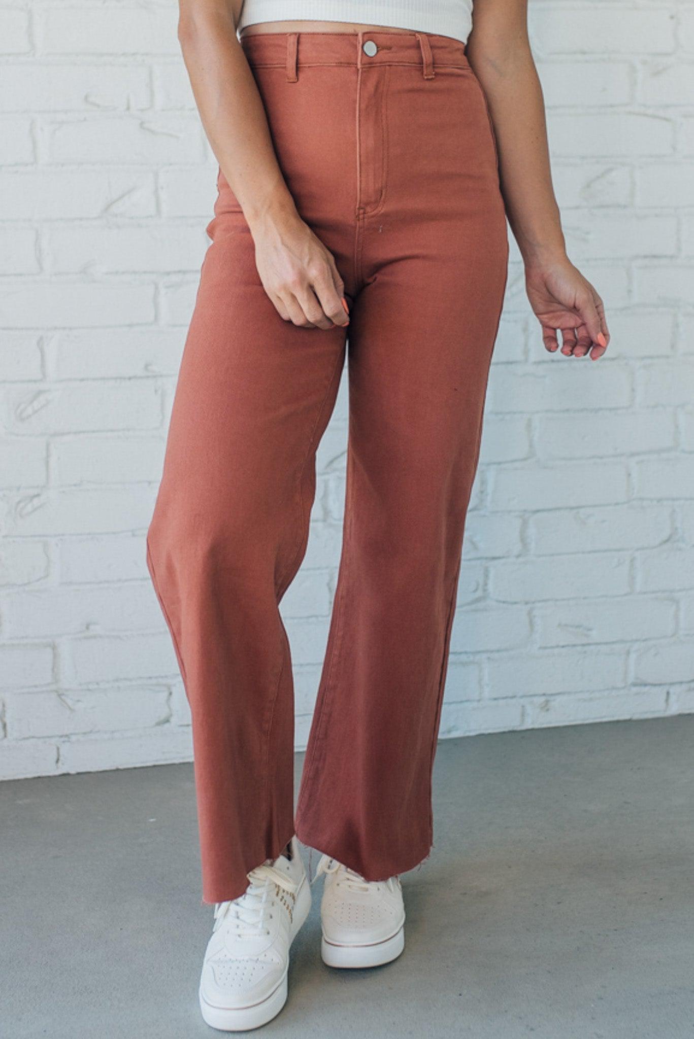 Rose Plus Size Solid Color Raw Hem Wide Leg High Waist Pants – Nickolettes  Boutique