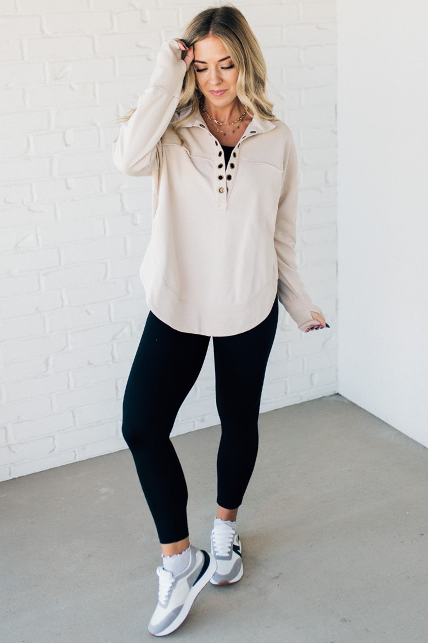 Grommet Henley Pullover