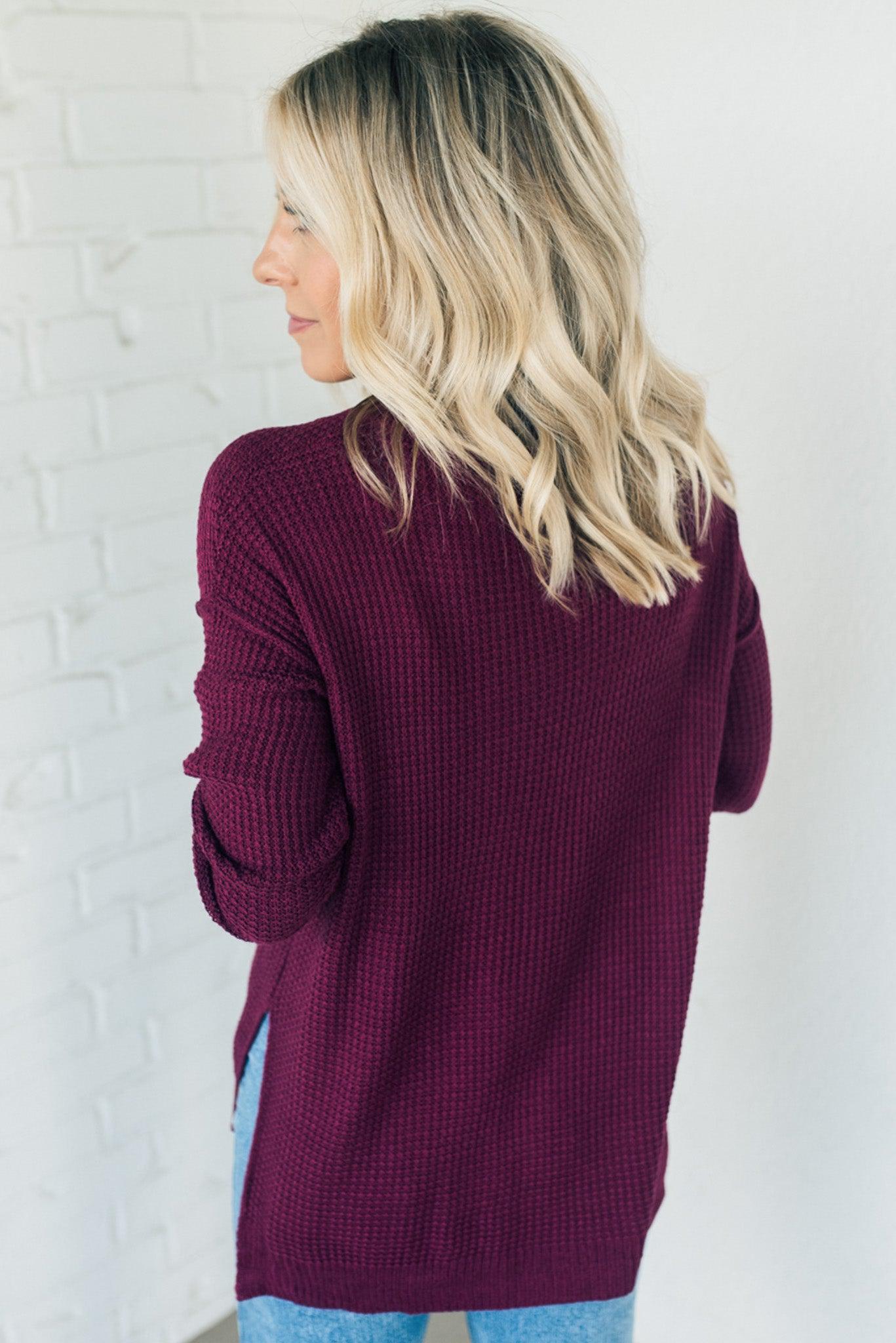 Henley Waffle Knit Sweater