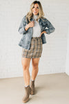 High Waist Plaid Mini Skirt