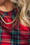 Holiday Plaid Bubble Sleeve Top