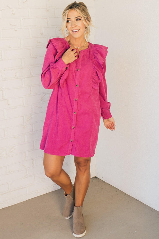 In the Moment Corduroy Shirt Dress
