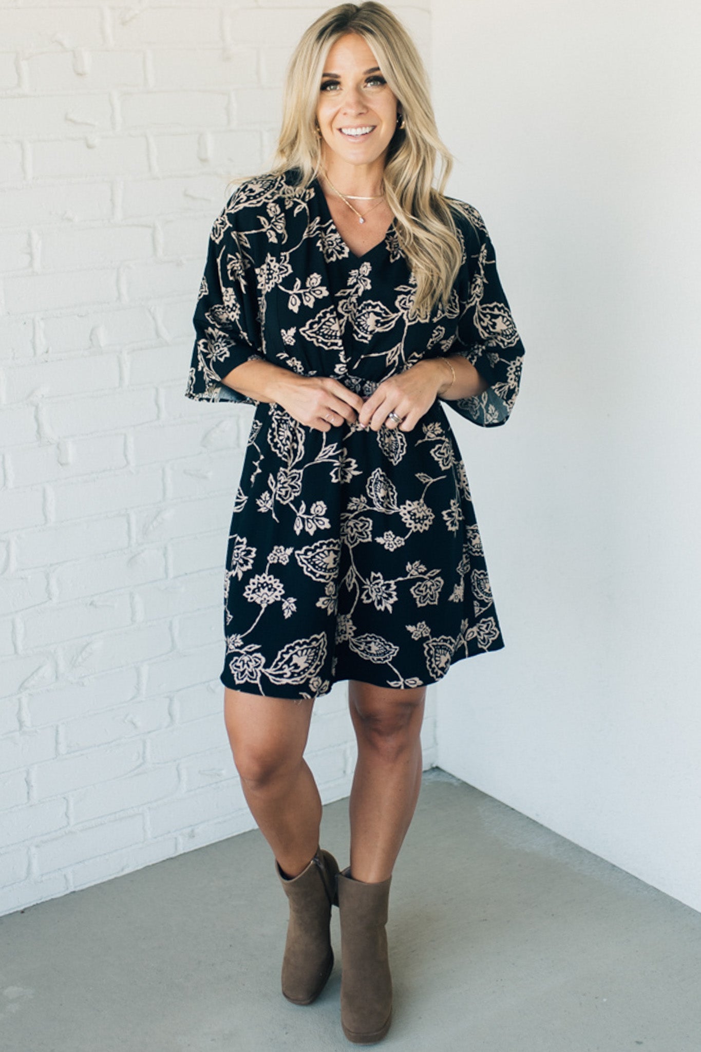 Kimono Sleeve Printed Mini Dress