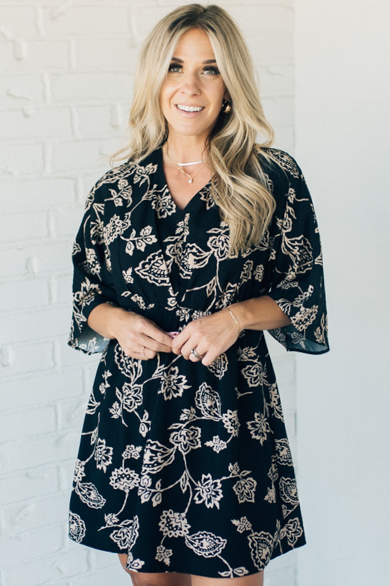 Kimono Sleeve Printed Mini Dress