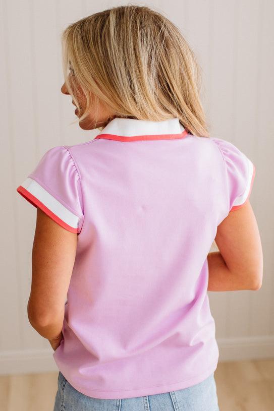 Knit Banded Polo Top – RubyClaire Boutique