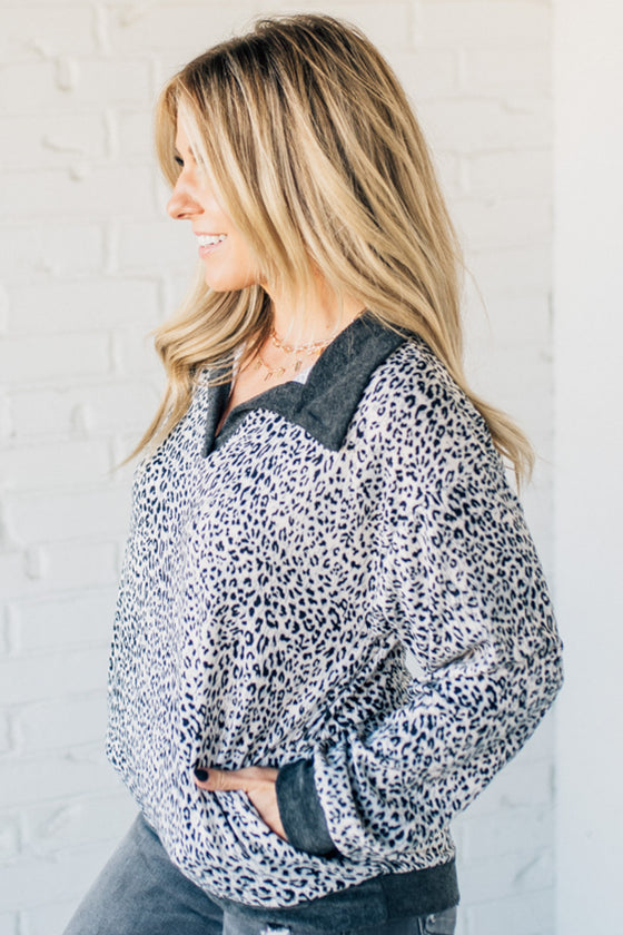 Laila Leopard Collared Pullover