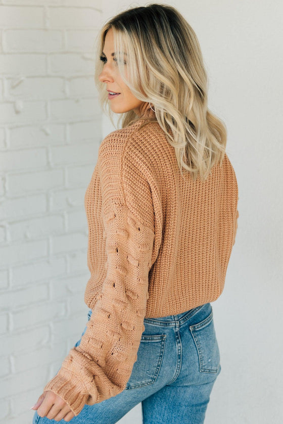 Lantern Sleeve Texture Sweater