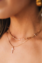 Gold 2 row cross stationed chain necklace