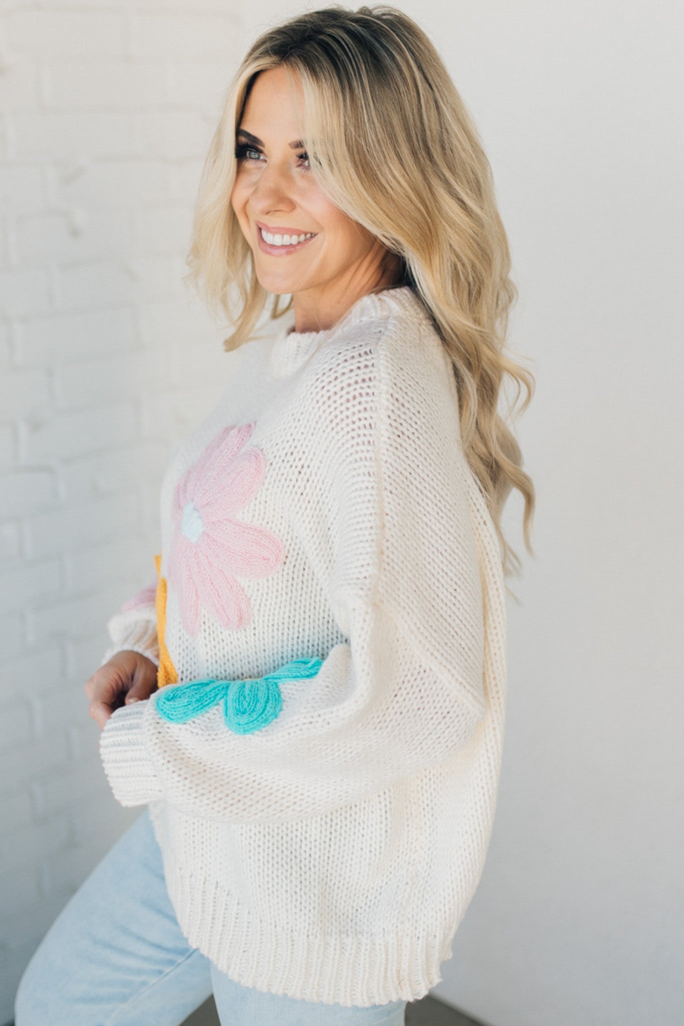 Lantern Sleeve Texture Sweater – RubyClaire Boutique