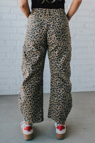 LEOPARD WASHED DENIM MID RISE BARREL PANTS