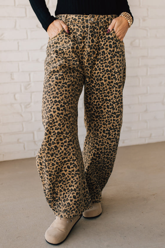 Leopard Barrel Jeans