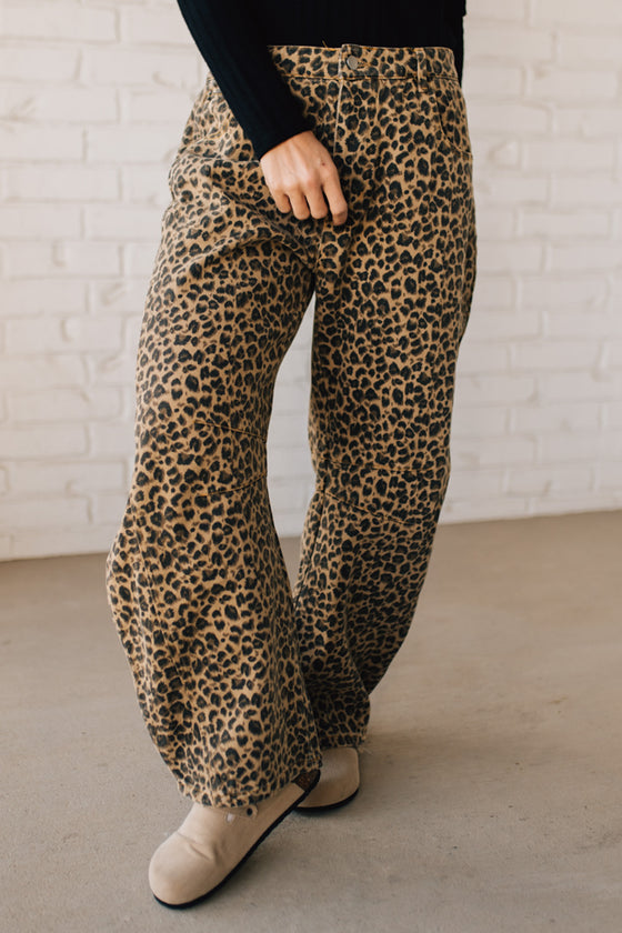 Leopard Barrel Jeans