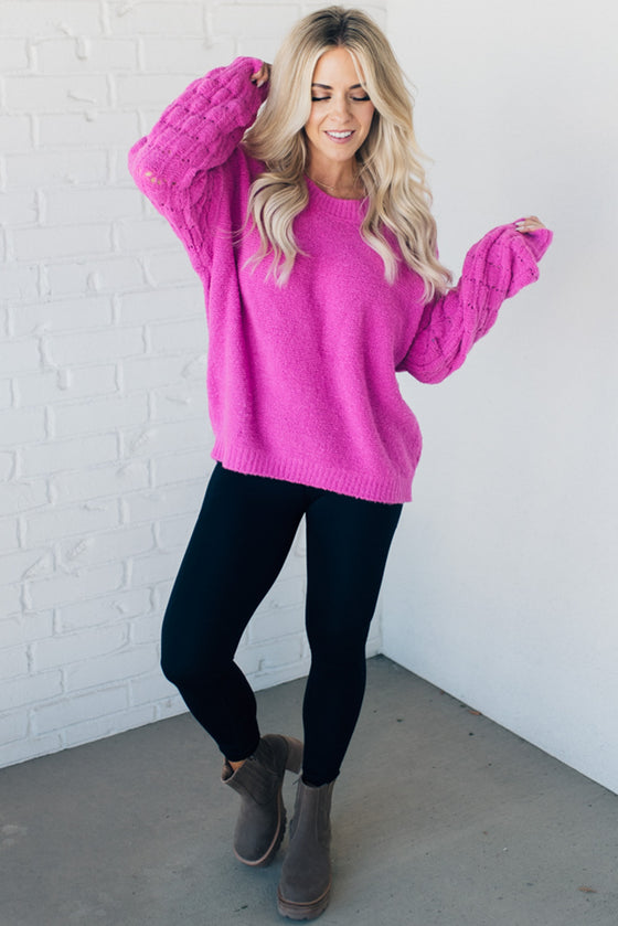 Loose Fit Textured Sleeve Sweater
