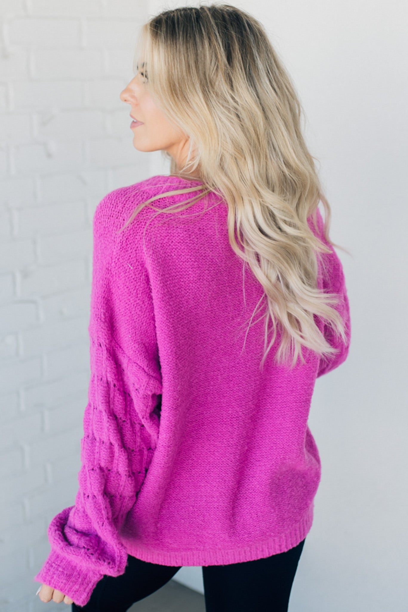 Loose Fit Textured Sleeve Sweater