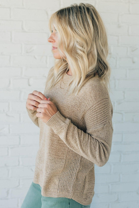 Loose Knit Ribbed Panel Sweater