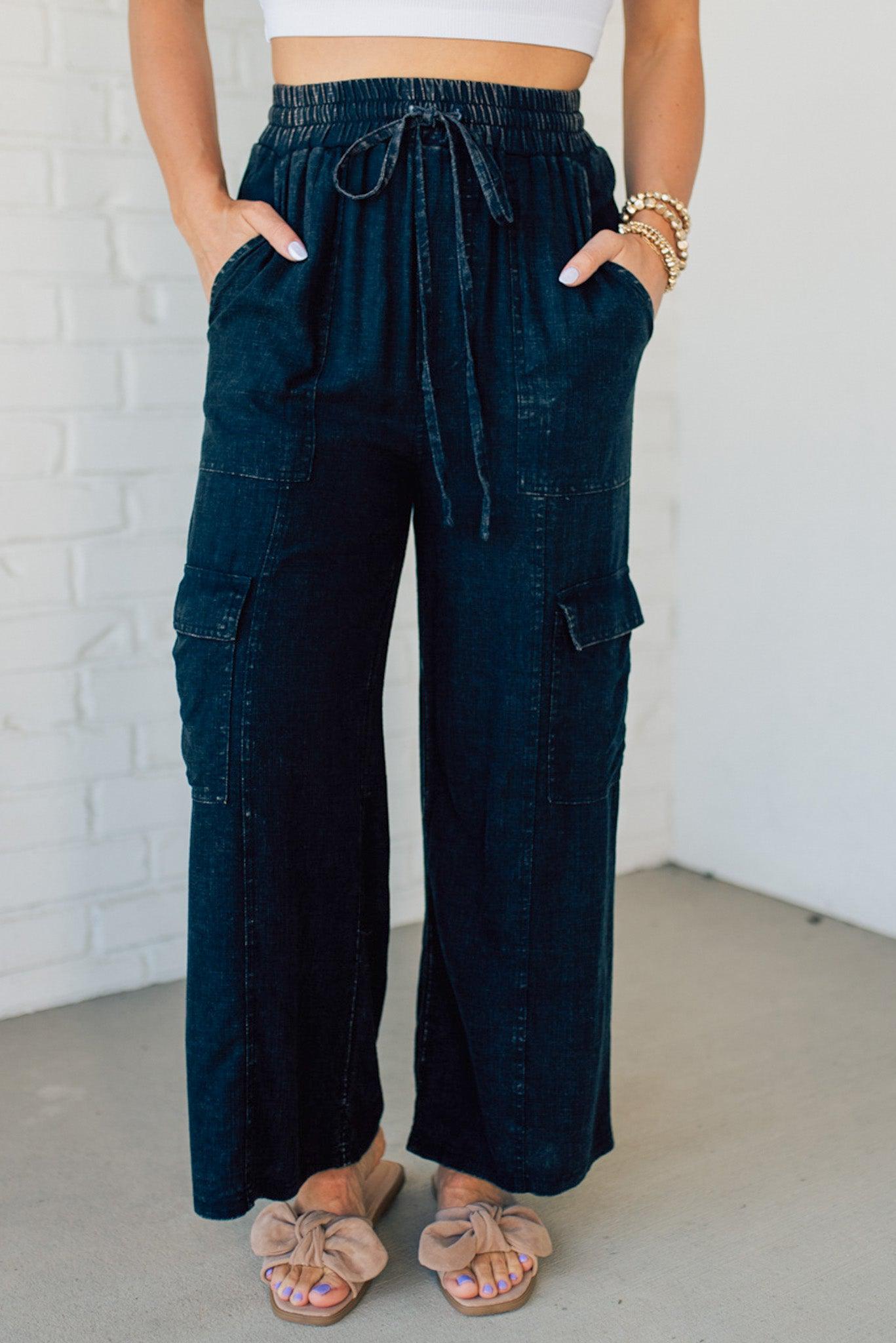 Lucy Washed Linen Cargo Pants