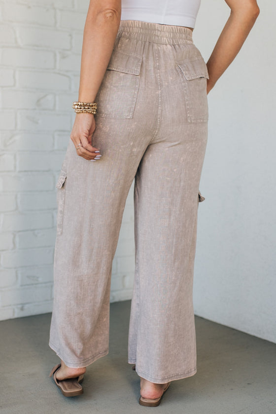 Lucy Washed Linen Cargo Pants