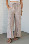 Lucy Washed Linen Cargo Pants