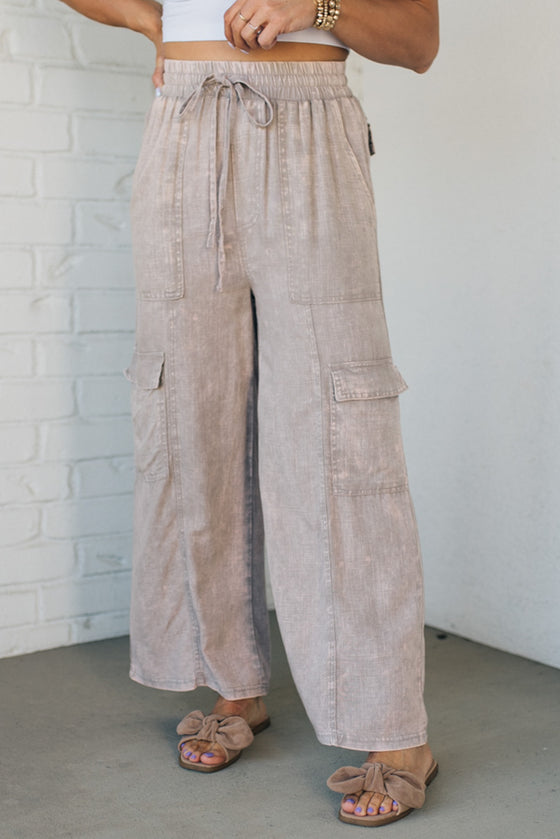 Lucy Washed Linen Cargo Pants