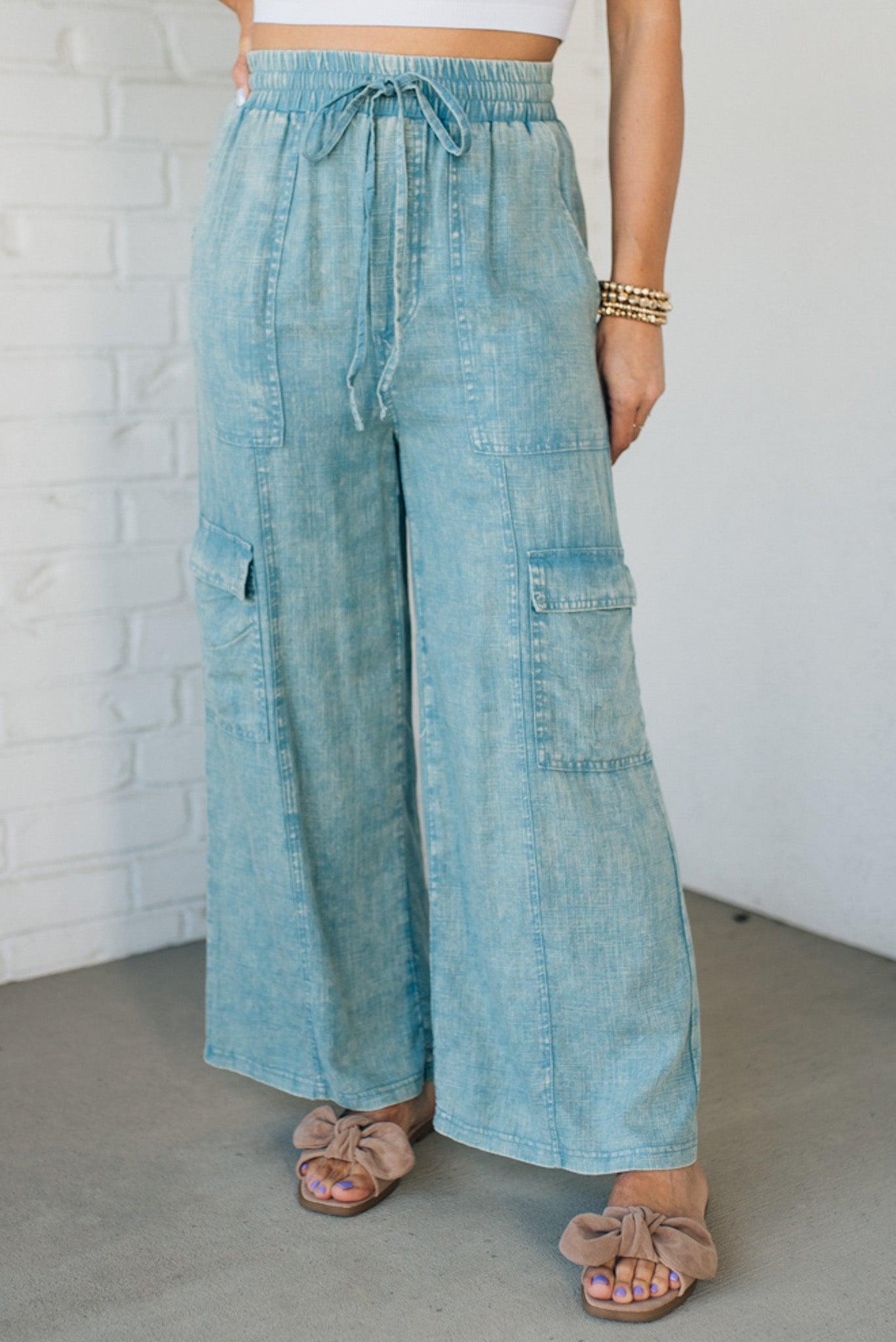 Lucy Washed Linen Cargo Pants