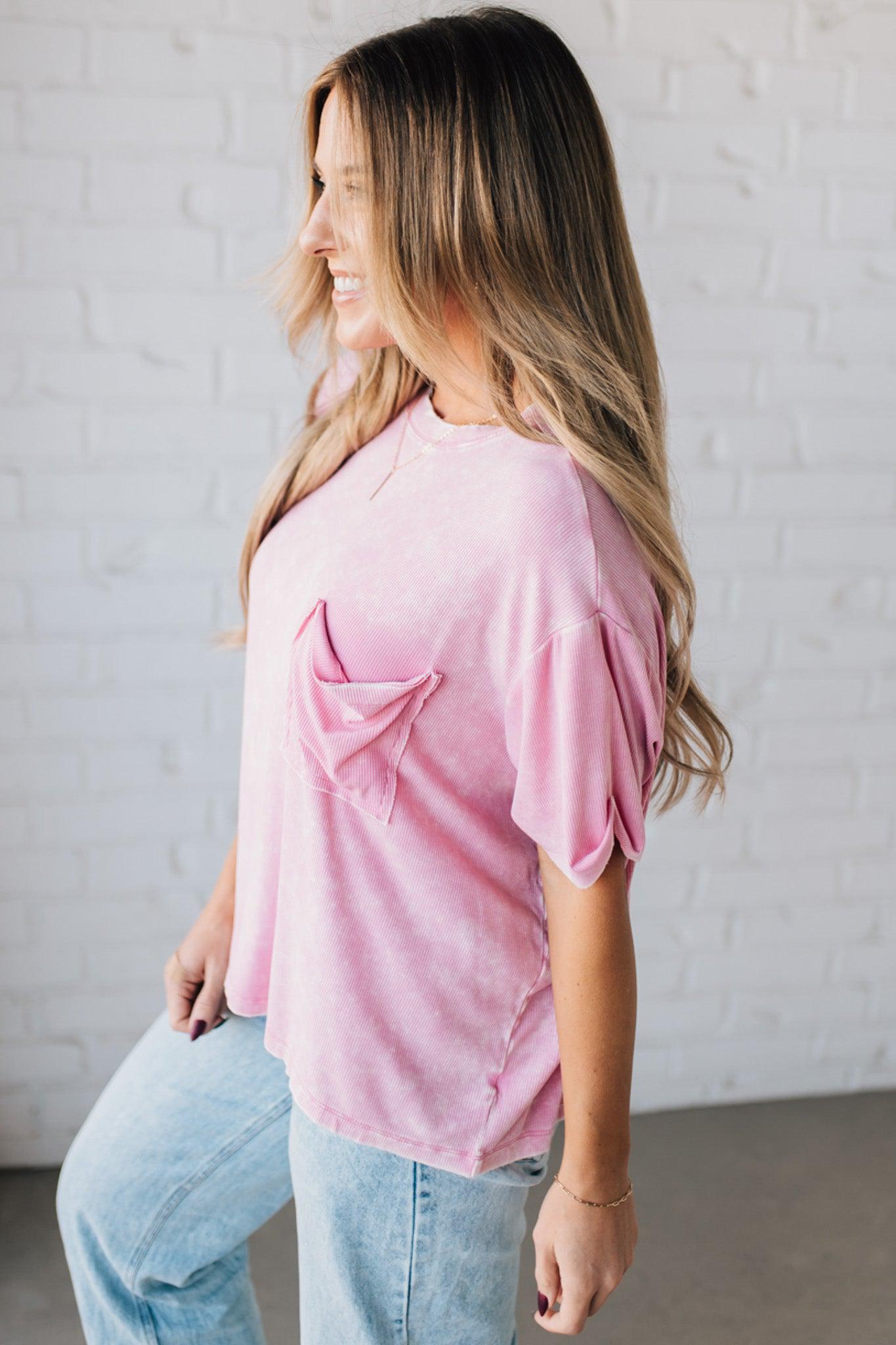 Maelyn Mineral Wash Ribbed Tee