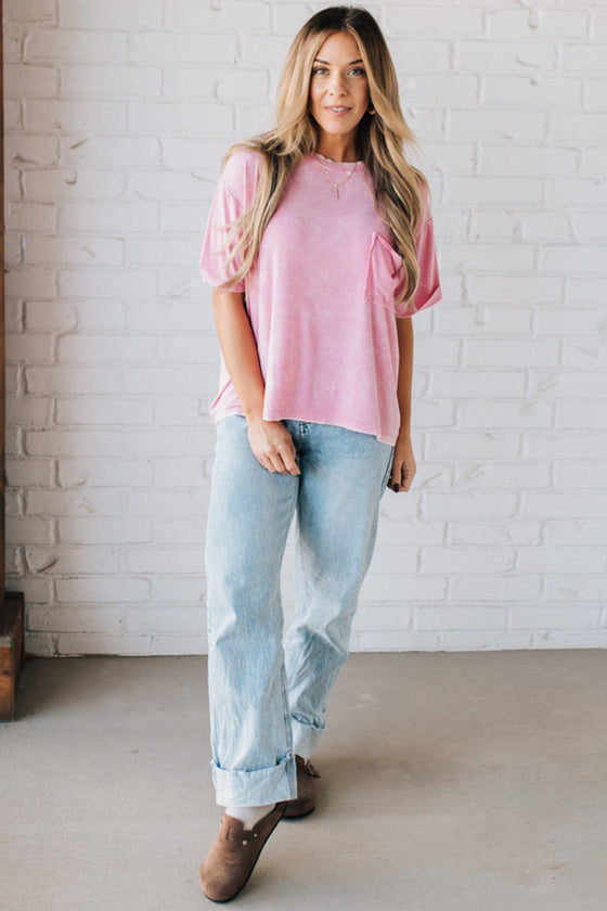 Maelyn Mineral Wash Ribbed Tee