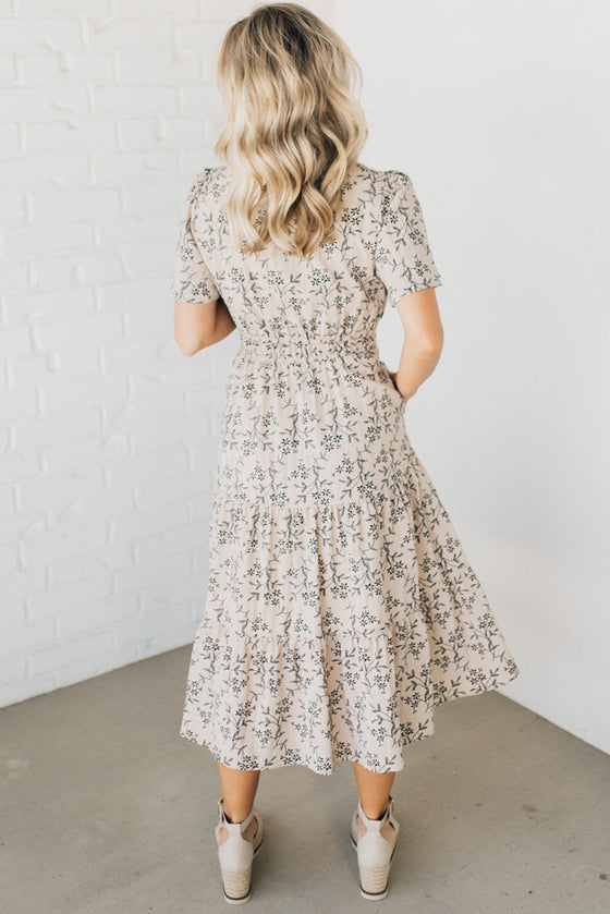 Maeve Printed Tiered Midi Dress
