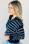 Mary Striped Zip Henley Sweater