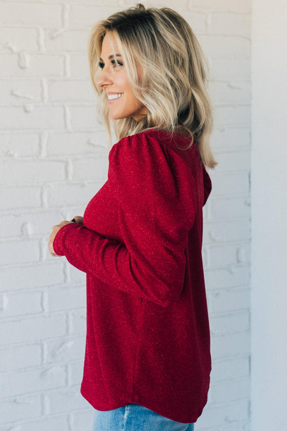 Metallic Puff Sleeve Top