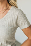 Miles Brushed Ribbed V-Neck Tee