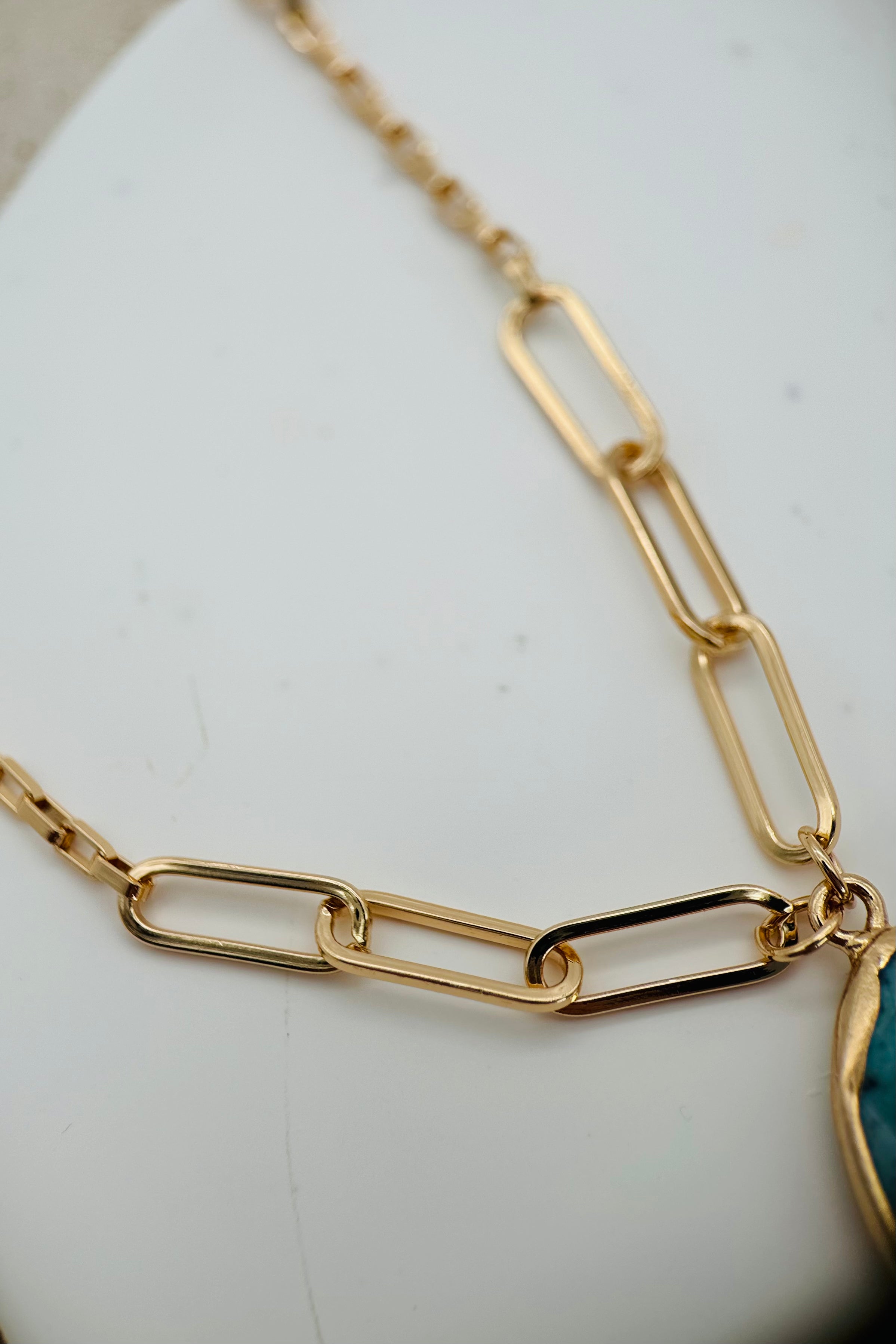 Mix Chain Turquoise Pendant Necklace