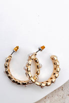 Alternating Pearl And Rhinestone Hoop Earrings