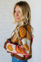 PUMPKIN HALLOWEEN THANKSGIVING CHECKERED SWEATER OPEN FRONT CARDIGAN