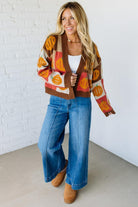 PUMPKIN HALLOWEEN THANKSGIVING CHECKERED SWEATER OPEN FRONT CARDIGAN