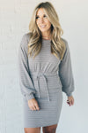 Monochromatic Stripe Sweater Dress