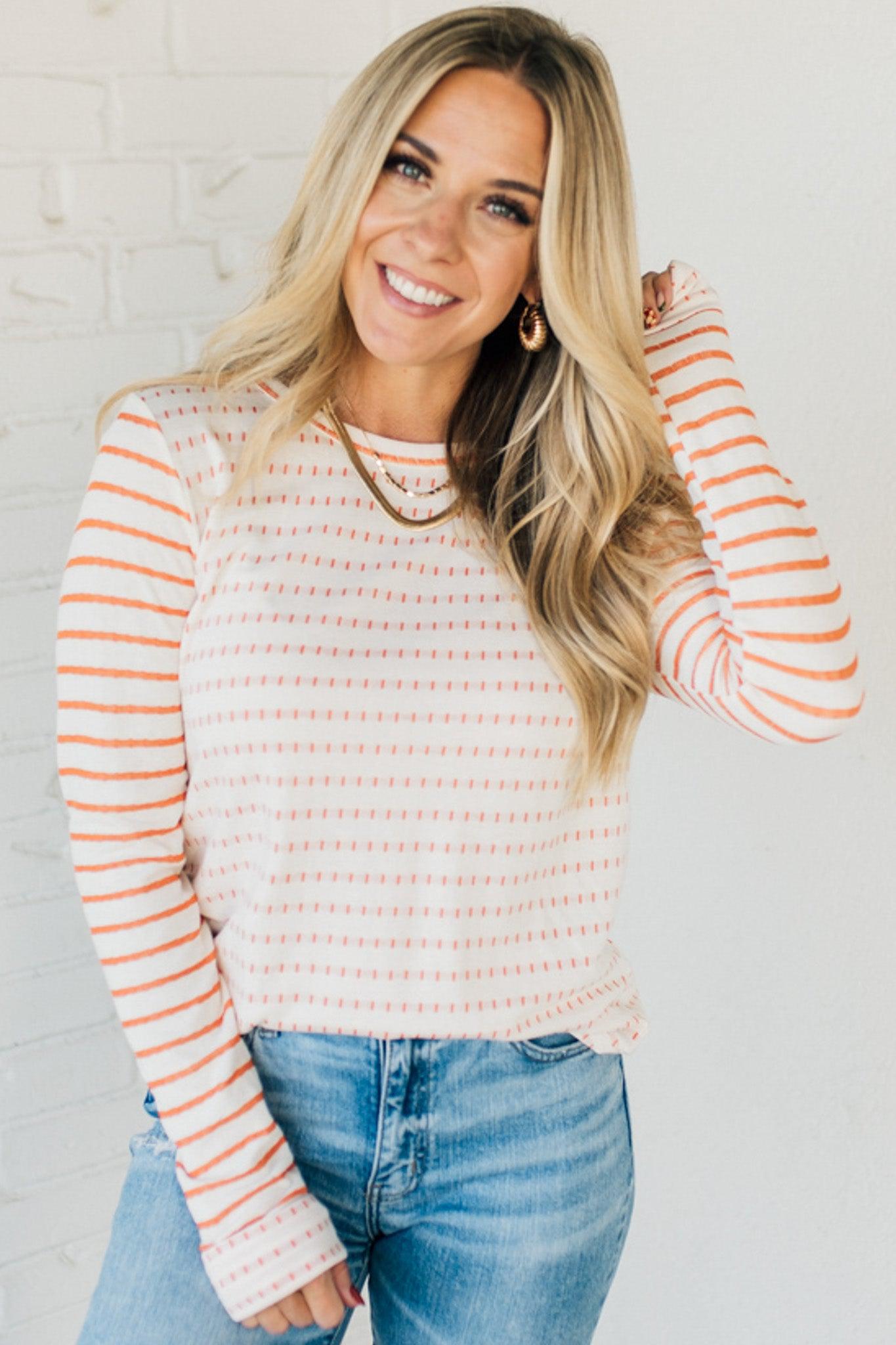 Morse Long Sleeve Stripe Sweater Top