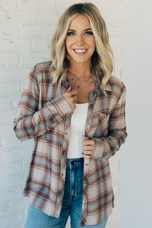 Mountainside Plaid Button Front Top