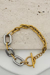 Mixed metal silver and gold multi chain bracelet