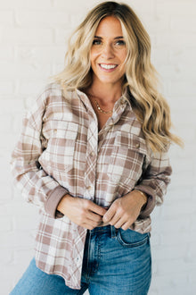  Mya Soft Plaid Button Front Top