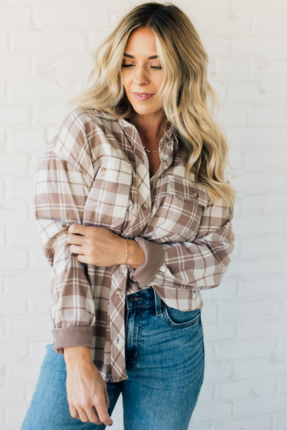 Mya Soft Plaid Button Front Top