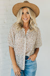 Neutral Ditsy Floral Buttoned Top